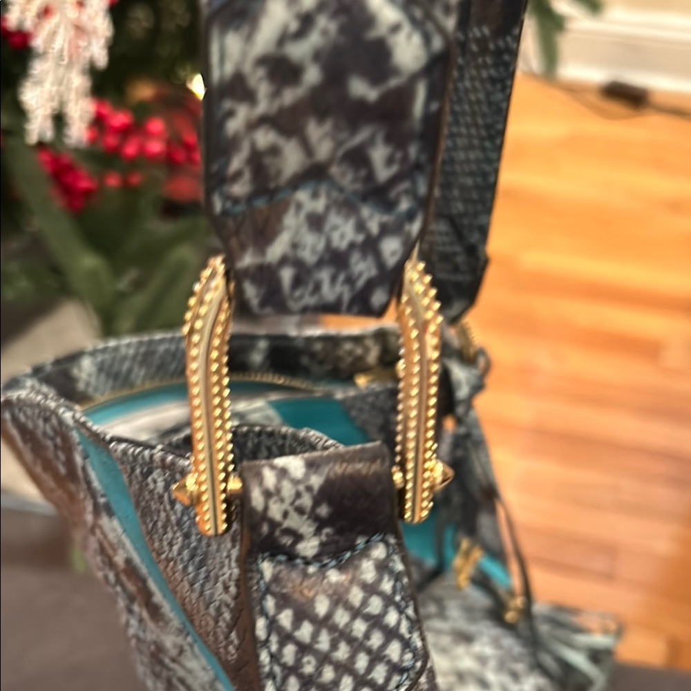 AIMEE KESTENBERG NEW Teal and Black Snake Print Women's Bag - Picture 11 of 15